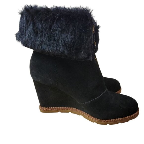 Kate Spade Stasia Black Suede Wedge Boots Size 7 – Luxe & Very Gently Used! - Picture 7 of 9